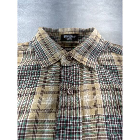 Ecko Unlimited mens Large Plaid Button-Up Short Sleeve tan multi color - Picture 6 of 16